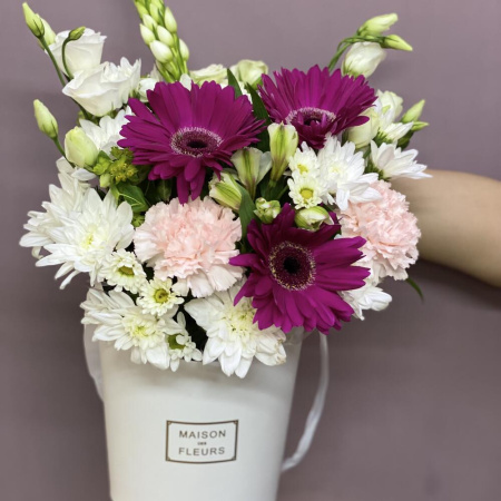 Букет_Яркая гербера в коробке