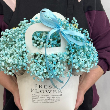 Букет_Голубые гипсофилы в сумочке Букет_Голубые гипсофилы в сумочке