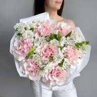 7 французских роз и альстромерии