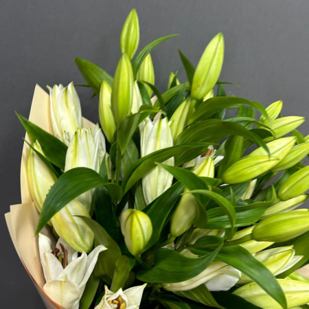 Букет_9 белых лилий